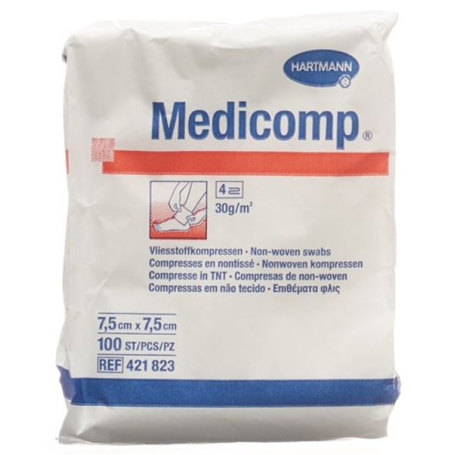 Medicomp Vlieskompressen 7.5x7.5см Nicht Steril 100 штук Medicomp Vlieskompressen 7.5x7.5см Nicht Steril 100 штук