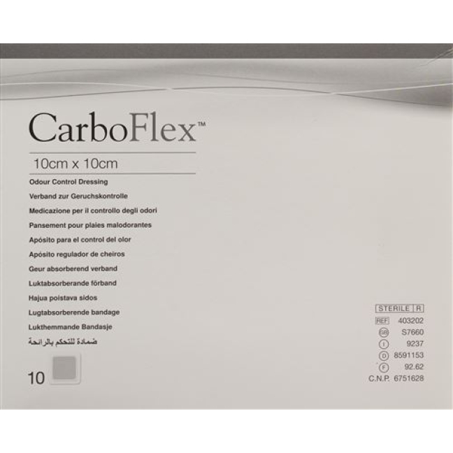 Carboflex Aktivkohle Verband 10x10см стерильный 10 штук