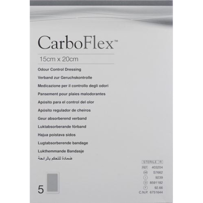 Carboflex Aktivkohle Verband 15x20см стерильный 5 штук