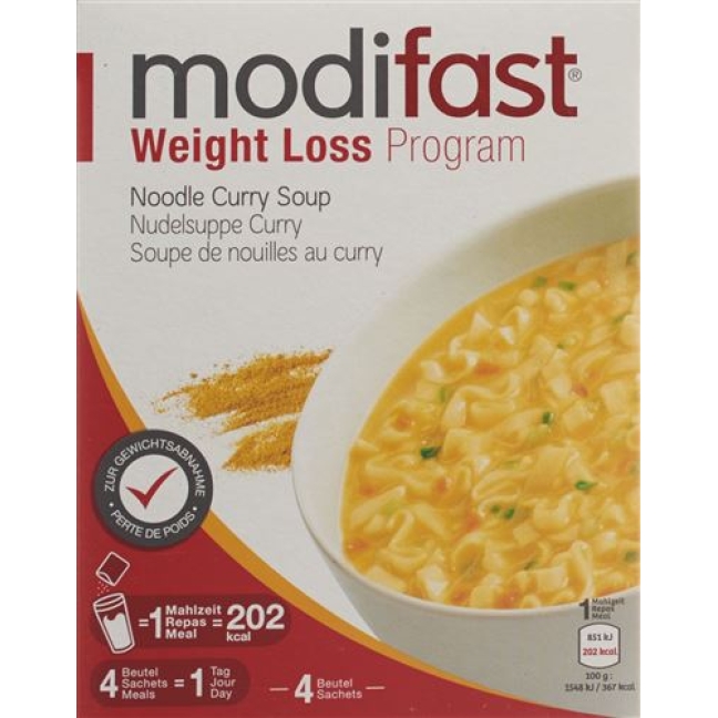 Modifast Programm Nudelsuppe Curry 4x 55г Modifast Programm Nudelsuppe Curry 4x 55г