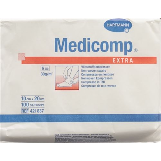 Medicomp Extra Vlieskompressen 10x20см Nicht Steril 100 штук Medicomp Extra Vlieskompressen 10x20см Nicht Steril 100 штук