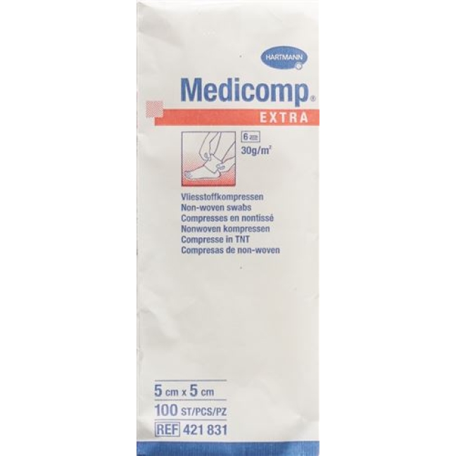Medicomp Extra Vlieskompressen 5x5см Nicht Steril 100 штук Medicomp Extra Vlieskompressen 5x5см Nicht Steril 100 штук