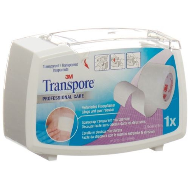 3M Transpore фиксирующий пластырь 25мм x 5m transparent