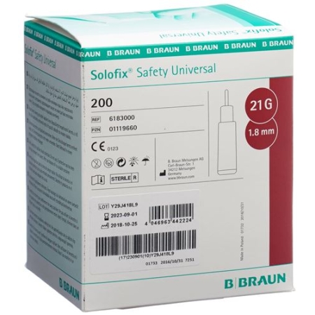 Solofix Safety Universal Einmallanzetten 21Gx1.8мм 200 штук