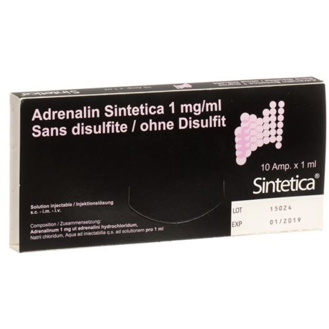 Adrenalin Sintetica 1 mg/ml 10 Ampullen 1 ml Adrenalin Sintetica 1 mg/ml 10 Ampullen 1 ml