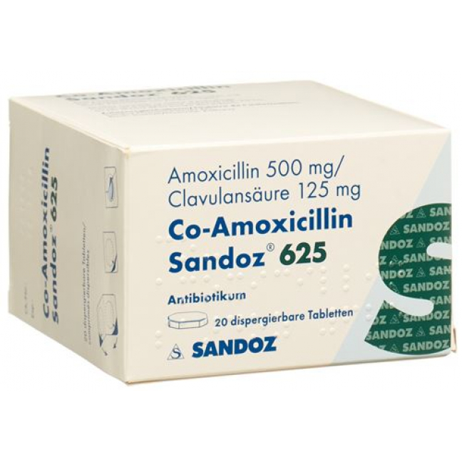 Co Amoxicillin Sandoz 625 mg 20 tablets