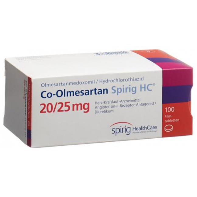 Ко-Олмесартан Спириг 20/25 мг 100 таблеток покрытых оболочкой