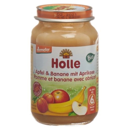 Holle Apfel Banane Aprikose nach dem 4. Monat Bio Glas 190г