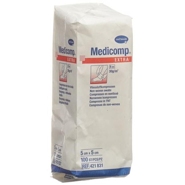 Medicomp Extra Vlieskompressen 5x5см Nicht Steril 100 штук Medicomp Extra Vlieskompressen 5x5см Nicht Steril 100 штук