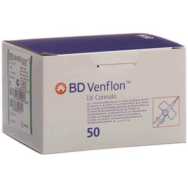 BD Venflon 2 1.2x45мм 18г Luer Grun 50 штук BD Venflon 2 1.2x45мм 18г Luer Grun 50 штук