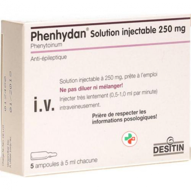Фенгидан (фенитоин) раствор для инъекций 250 мг / 5 мл 5 ампул по 5 мл 