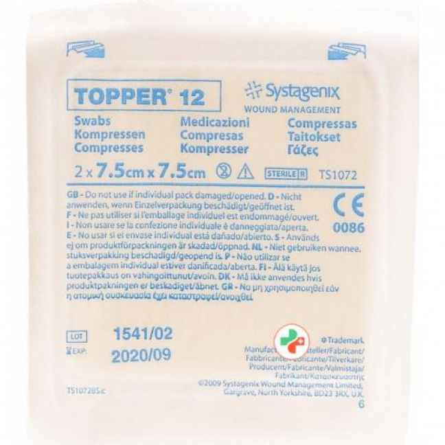 Topper 12 Einmal-Kompressen 7.5x7.5см стерильный 40 пакетиков a 2 штуки