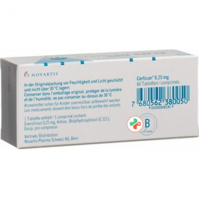 Certican 0.25 mg 6 X 10 tablets