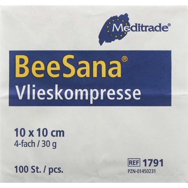 BEESANA Vlieskompr 10x10cm 30g/m2 4f